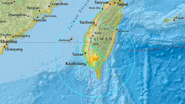 Un sismo de magnitud 6,7 sacude el sur de Taiwán