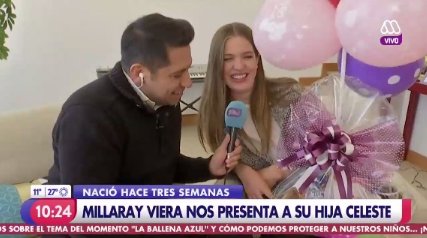 Pequeña hija de Millaray Viera y Marcelo Díaz debuta en la televisión