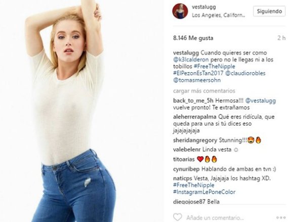 Vesta Lugg posa en topless en apoyo a Kel Calderón: Luego borró la fotografía