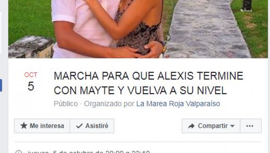 Cibernautas organizan marcha para pedir fin a relación de Alexis Sánchez y Mayte Rodriguez
