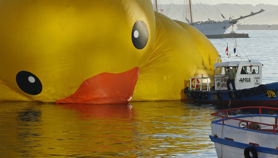 Pato de hule es retirado definitivamente de Valparaíso debido a fuertes vientos