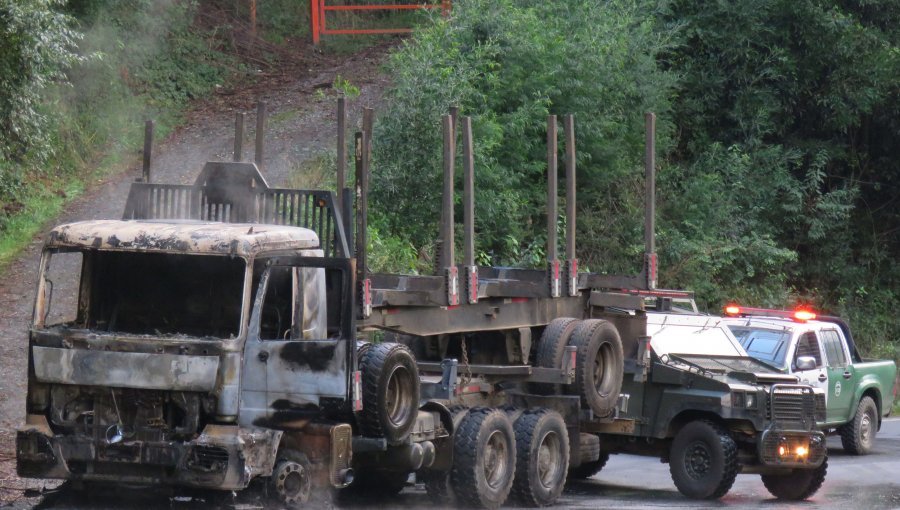 Desconocidos quemaron camión en Contulmo en nuevo atentado incendiario