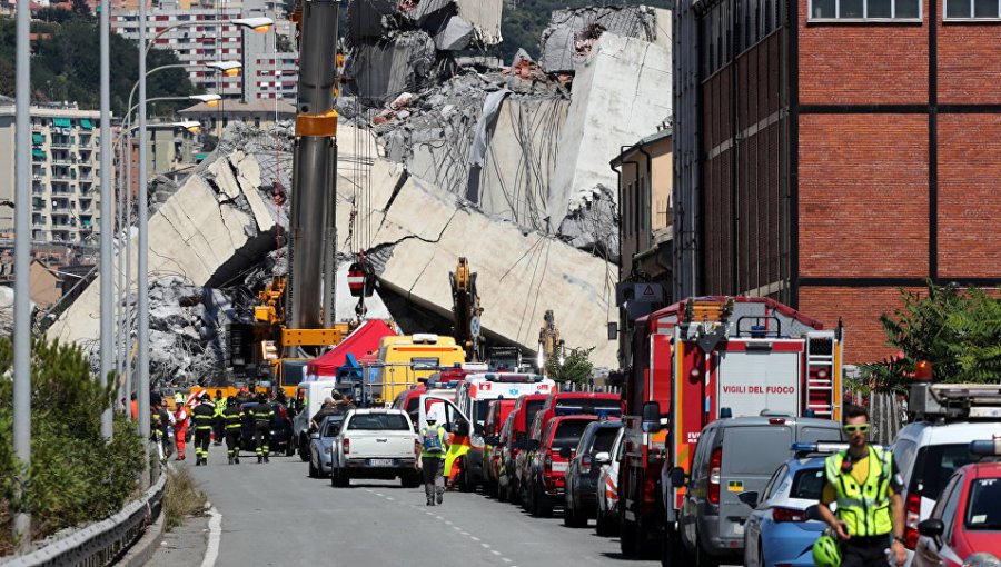 Continúan operaciones de rescate por derrumbe de puente en Génova previo a funerales de víctimas
