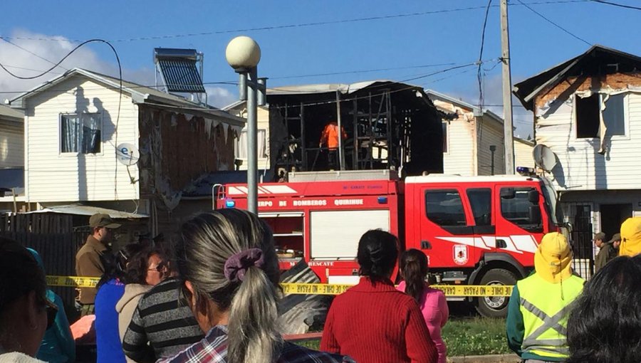 Dos mujeres y cuatro menores murieron en incendio de madrugada en Quirihue