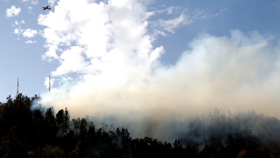 Decretan alerta roja para Providencia por incendio en cerro San Cristóbal