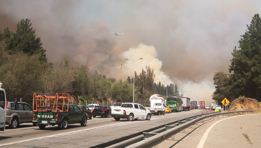 Valparaíso: Reportan nuevos focos de incendio forestal entre la ruta 68 y el cruce Quintay