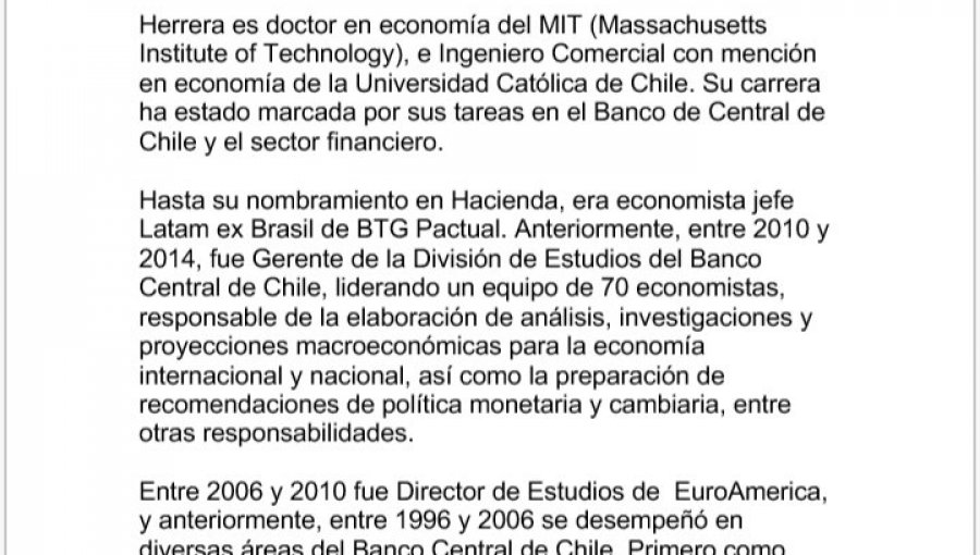 Luis Oscar Herrera asumirá como nuevo Coordinador Macroeconómico del Ministerio de Hacienda