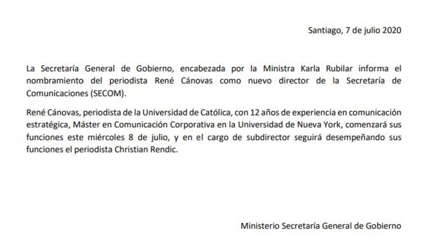 René Cánovas fue nombrado como nuevo director de la Secretaría de Comunicaciones