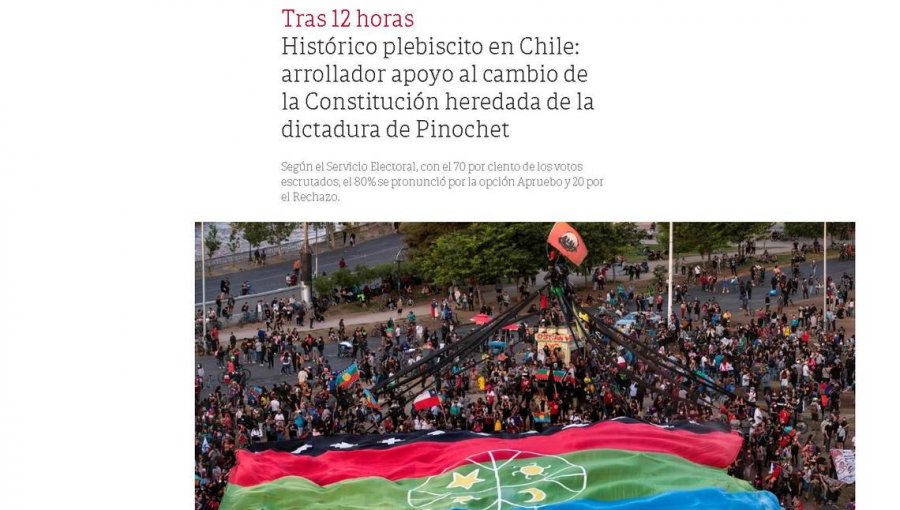 Así titularon los medios internacionales el histórico Plebiscito Constitucional vivido en Chile